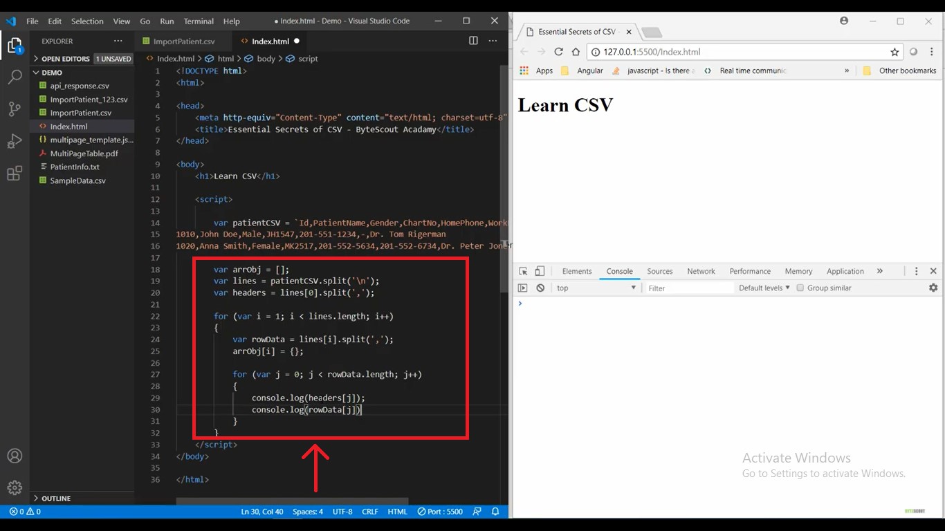 Manipulate CSV File Using JavaScript | Learn CSV